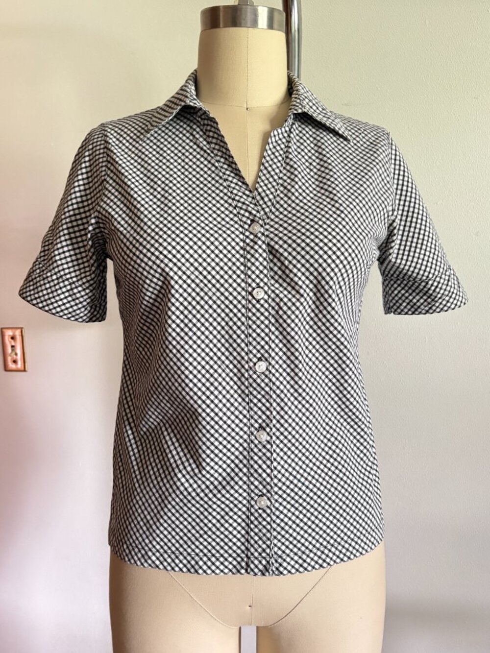 Vintage St. John's Bay Gingham Checked Short Sleeve Button-Up Shirt